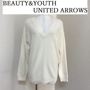 BEAUTY&YOUTH UNITED ARROWS レディース アンゴラ Vネック ニット セーター 長袖 ホワイト