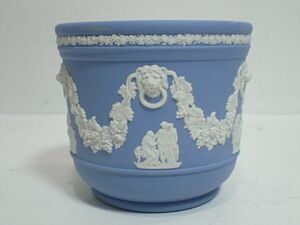 H246/6D●WEDGWOOD ウエッジウッド フラワーポット ジャスパー 植木鉢 飾り鉢 良品●