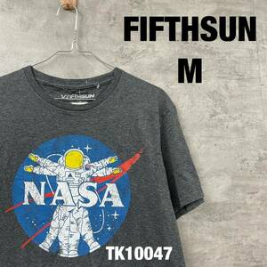 FIFTHSUN フィフスサン グレー クルーネック Tシャツ 半袖 夏服 メンズ M ビッグプリント NASA RN111647 USA 海外輸入 古着 TK10047