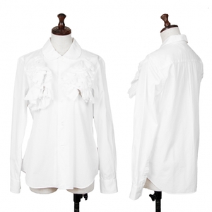 コムデギャルソンCOMME des GARCONS フリル装飾ラウンドカラーシャツ 白S 【レディース】