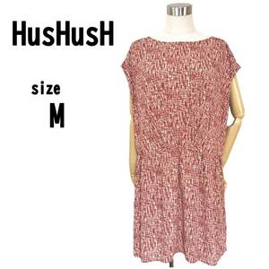 【M(2)】HusHusH ハッシュアッシュ 薄手 ワンピース レッド