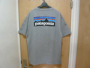 patagonia パタゴニア クルーネック 前後ロゴ 半袖Tシャツ グレー メンズL 状態良