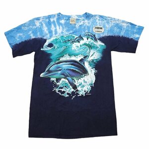 WC017【Mサイズ】未使用 メキシコ製 HABITAT 90s 手染め イルカ 海 半袖 Tシャツ ネイビー ハビタット メンズ 送料無料▲２●