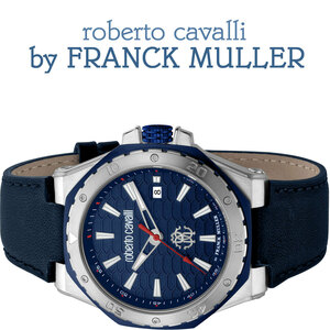 フランクミュラー＆ロベルトカヴァリWネーム100m防水【roberto cavalli BY FRANCK MULLER】腕時計スイス製 メンズ 新品 本物 本革ベルト