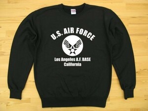 U.S. AIR FORCE 黒 9.7oz トレーナー 白 L スウェット エアフォース アメリカ空軍 ミリタリー