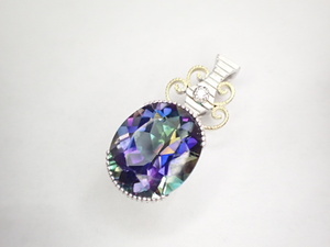 美品 Arata Nezu K18×K18WG 大粒! トパーズ7.88ct(コーティング処理) ダイヤ0.01ct デザイン ペンダントトップ