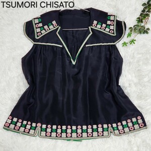 ツモリチサトTSUMORI CHISATO インカ刺繍　シルクトップス M