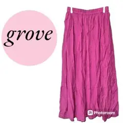 【グローブ】grove♡ロングスカート♡フレアー♡ウエストゴム【М】ピンク系