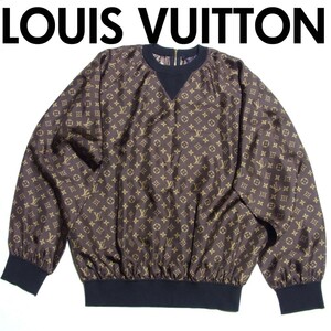 美品 21AW LOUIS VUITTON ルイヴィトン モノグラム シルク プルオーバー ブラウス トップス XL RW212W ZEW FLBL34 レディース