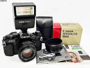 Canon キャノン AE-1 PROGRAM FD 50mm 1:1.4 一眼レフ フィルムカメラ ボディ レンズ 188A ストロボ 説明書 通電可能 ジャンク 1585Y5-7