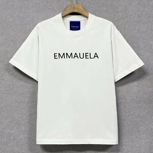 定番・半袖Tシャツ 定価2万◆Emmauela・イタリア・ミラノ発◆綿100% 上質 通気 吸汗 ロゴ トップス スウェット 男女兼用 夏服 XL/50サイズ