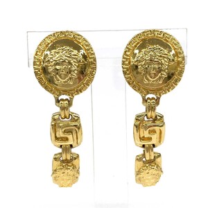 良好◆Gianni Versace ジャンニヴェルサーチ イヤリング◆ ゴールドカラー GP 3連 メデューサ レディース ヴィンテージ アクセサリー