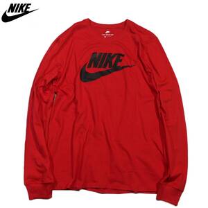 【新品】ナイキ フューチュラ 長袖 Tシャツ【657：赤】S ビッグ スウッシュ スウォッシュ ロゴ NIKE ロンT