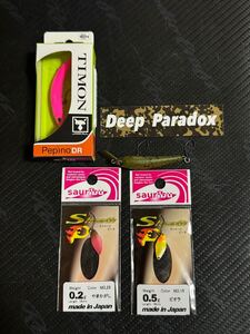 ティモン ぺピーノ DR 蛍光ピンク ロブルアー ブランキー F サウリブ シャースピー 0.2g 0.5g Deep Paradox ステッカー 5点セット