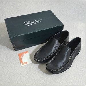 【未使用品】 Paraboot パラブーツ スリッポン ドライビングシューズ ANVERS アンバース シボ革 067432 8 ブラック 箱付き