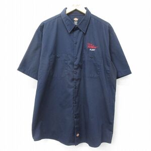 XL/古着 ディッキーズ Dickies 半袖 ワーク シャツ メンズ Elpaso 濃紺 ネイビー 24aug07 中古 トップス