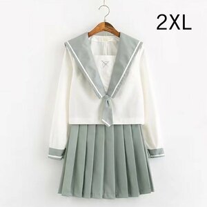 ミニスカート　台形スカート 制服スカート 二点セット セーラー服 学生服 プリーツスカート JK 女子高生 長袖 2xl