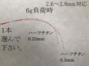 送料無料！！　チヌ竿　筏　カセ　ハーフチタン穂先　0.25mm　 0.3ｍｍ　0.4mm　１本選択　２．６ｍｍ～２．８ｍｍ対応 筏竿