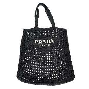 PRADA プラダ クロシェ ラフィアトートバッグ ブラック ITLTVDOWAZY8