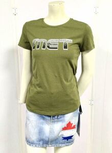 新品「MET」“M4-JEM-AG”ロゴプリント×ラインストーン チャーム付き 半袖 Tシャツ SIZE:XS