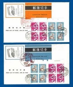 ■9066 FDC　ＮＳ版　切手帳　帳28.29と表紙貼　２枚セット　〒1