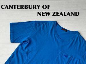 ☆送料無料☆ CANTERBURY OF NEWZEALAND カンタベリー オブ ニュージーランド 古着 半袖 無地 胸ポケット Tシャツ メンズ L ブルー 中古