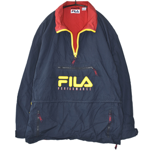 レア 90s usa vintage US.FILA フィラ コットン プルオーバージャケット size.M(大きめ) FILA PERFORMANCE アノラック