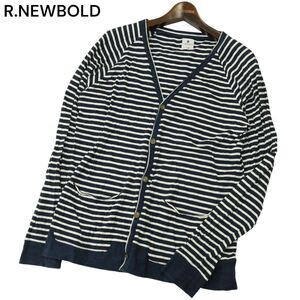 R.NEWBOLD ポールスミス 通年★ 袖裾切替 ボーダー カーディガン Sz.L　メンズ　A4T08597_7#O