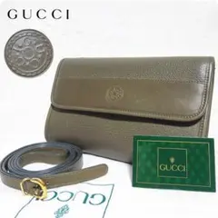 良品 OLD GUCCI　2WAY ショルダーバッグ ゴールド金具 オールレザー