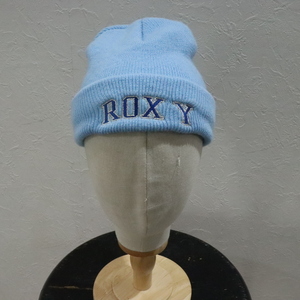 CAP52 2000年代製 ROXY ニットキャップ USA製■00s ブルー 刺しゅう ラメ ニット帽 ビーニー hat ハット 帽子 古着 古着卸 激安 アメカジ