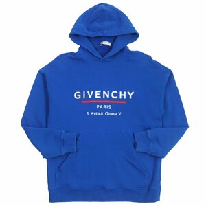 良品 GIVENCHY ジバンシィ BMJ05430AF ロゴプリント プルオーバー スウェットパーカー フーディ 青 XS 正規品 メンズ