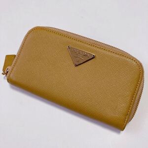 ★PRADA プラダ 6連 キーケース ファスナータイプ 三角ロゴ イエロー 中古美品【鑑定済み 本物保証】