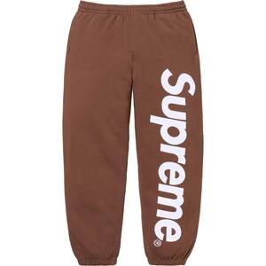 Supreme Satin Applique Sweatpantシュプリーム24awサテン アップリケ ロゴ スウェット パンツBrown茶#XL新品 送料込 box logo nike af1 