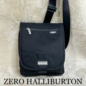 未使用級！□ZERO HALLIBURTONゼロハリバートン ジャガードナイロン素材 オーガナイザー トラベル ショルダーバッグ ブラック