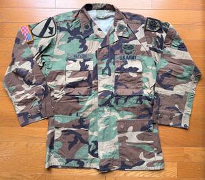 アメリカ軍 迷彩服 戦闘服 軍事情報科 中佐 パッチ初付け 1996年 M-L ウッドランド迷彩 BDUジャケット