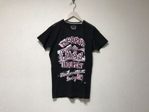 本物ディーゼルDIESELコットンプリント半袖TシャツメンズサーフアメカジミリタリーストリートスケーターワークドレスS黒ブラックインド製