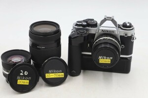 Nikon ニコン FM2 フィルムカメラ/ AF NIKKOR 35-70mm NIKKOR 20mm レンズ/MD-12 モータードライブ(B3703)