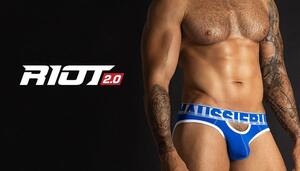 即決正規品新品 オージーバム Aussiebum RIOT 2.0 Brief -青M- ビキニブリーフ 青色 ロイヤルブルー現品表記サイズ M　蒸れずに快適