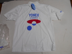 O(男性サイズ）　 白　　YONEX　ヨネックス　レディース　半袖　ポロシャツ　昭和レトロ　未使用保管シミ汚れ