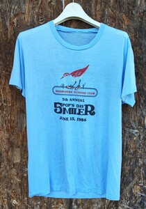 [ビンテージ]1980sランニングクラブTシャツ　アメリカ製　水色グッドプリント