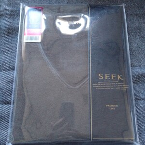 新品 SEEK プレミアムライン Lサイズホールガーメント 高級VネックTシャツ 百貨店取り扱い商品 綿100％ 日本製 オリーブ 491