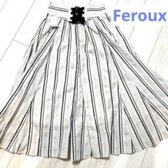 Feroux❖オンワード ストライプフレアスカート2バック編み上げ　リボン