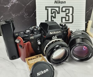 【終活整理】 Nikon F3＋Ai NIKKOR 50mm f1.4＋135mm f3.5 単焦点2本セット＋モータードライブMD-4 各動作良好 露出計OK 光学良好 連写OK