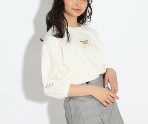 ラスト　新品　PINK-latte【オーガニックコットン/ニコラ掲載商品】チビBOX 7分袖Tシャツ　オフホワイト(003) 　15(150cm)　　定価2189円