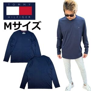 トミーヒルフィガー ロンT 長袖Tシャツ 刺繍ロゴ 09T3118 ネイビー Mサイズ ワンポイントロゴ メンズサイズ TOMMY HILFIGER 新品