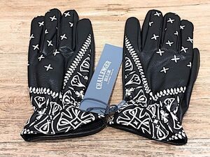 12/209【未使用】 CHALLENGER チャレンジャー BANDANA LEATHER GLOVE BLACK サイズXL CLG-AC 021-030 バンダナ レザーグローブ