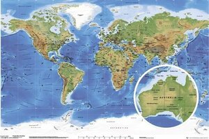 世界地図（地形図） ポスター〔新品〕 GN-0394