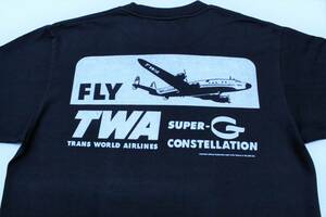 YTS13東洋Sトランス・ワールド航空TWAアメリカン航空 正規品 飛行機 半袖TシャツUSA製Cheswickチェスウィック 色紺