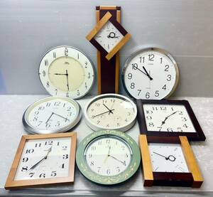 壁掛け時計 9点まとめ売り 掛時計/シンプル/木製/アナログ/シルバー/大きい ジャンク品 B
