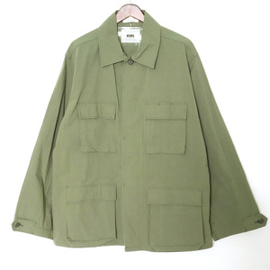 WTAPS SHIRT.NYCO.RIPSTOP サイズ03 カーキ WVDT-SHM01 ダブルタップス ミリタリー長袖シャツ リップストップ 19AW